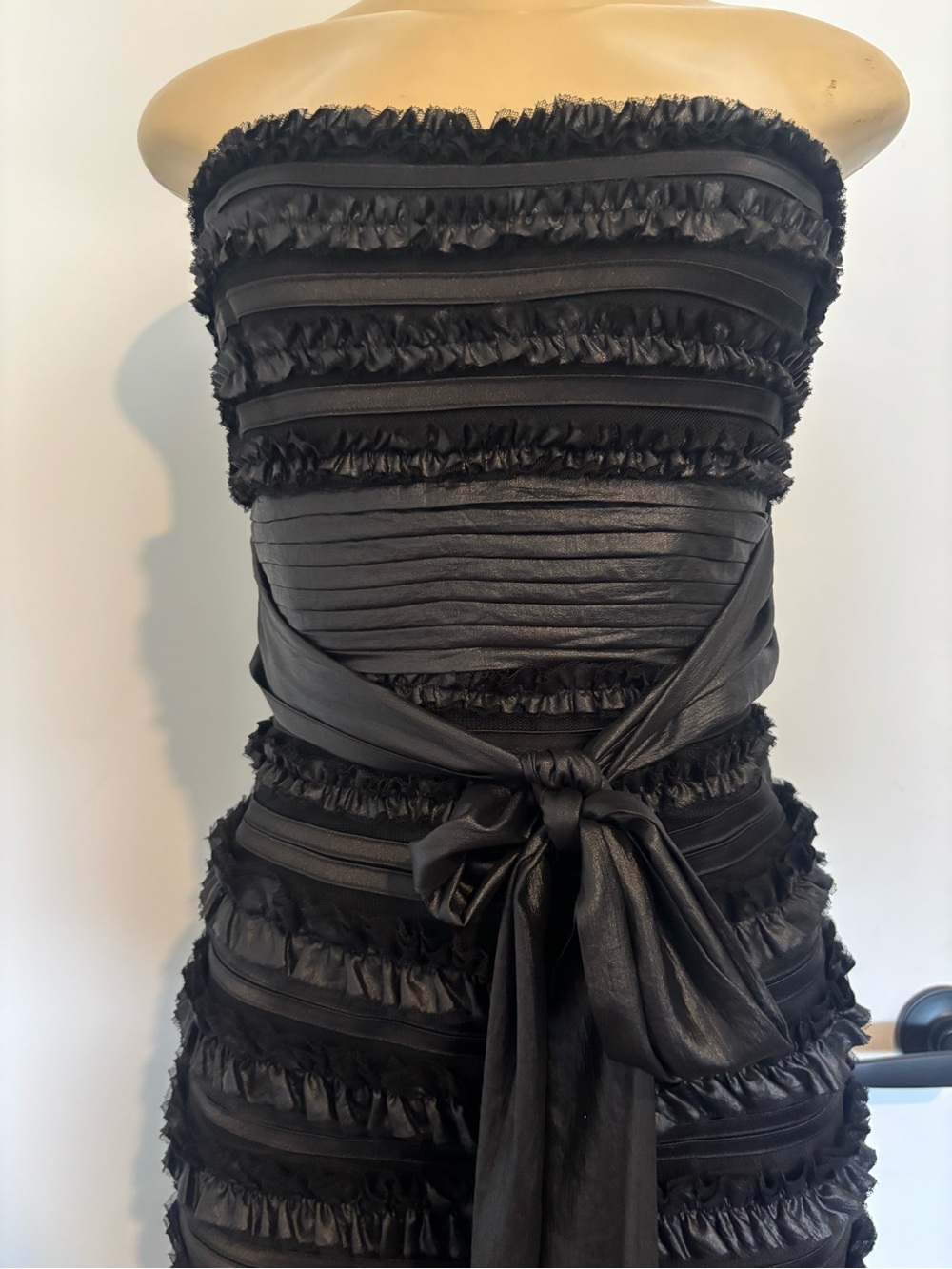 BCBGMaxAzria Black Strapless Ruffled Gown - Picture 4 of 5